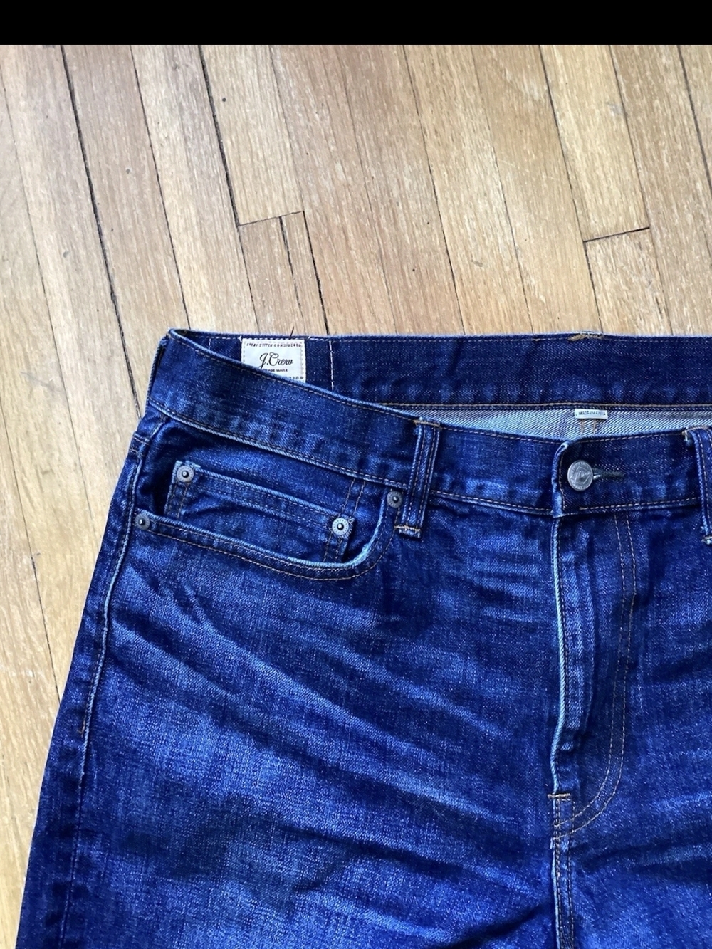 Luxe J.CREW Men's Size 36-31 Solid Dark Blue Denim Jeans,100% Cotton,MINT - Picture 3 of 4